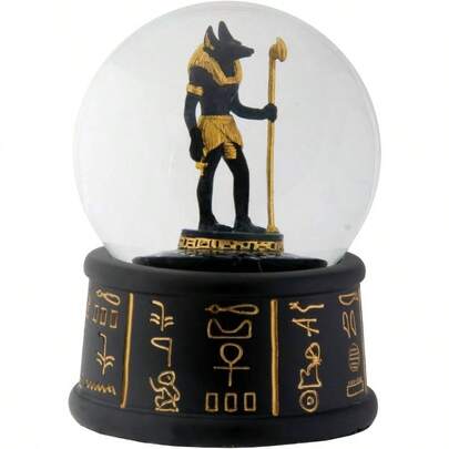 3.5 Inch Cold Cast Resin Egyptian Anubis Snow Globe Figurine