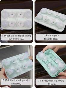 1 pieza Molde grande de cubitos de hielo de silicona con 4 agujeros, utensilios de cocina, accesorios de cocina, molde de hielo con forma de gato lindo, tapa extraíble, bandejas de hielo reutilizables para chocolate, pudín, gelatina y caramelo para congelador, moldes de hielo de silicona flexibles, decoración de dormitorio, regalos, accesorios de baño - Multicolor - Ver 5