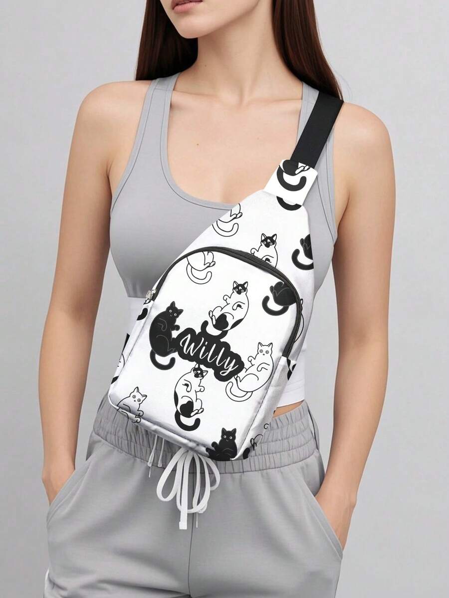 Bolsa a tiracolo personalizada de moda, adequada para esportes unissex, pode ser usada como bolsa de viagem, caminhada, ioga, com bolso/bolsa de peito ajustável e leve - Multicolorido - Visão 1