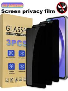 3片装钢化玻璃屏幕保护膜，兼容三星Galaxy S21/S22/S23/S24 Ultra/S24 FE/S25 Ultra/S25，防水、防指纹、防刮花、防震、保护隐私 - 黑色 - 查看 35