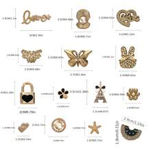 20pcs Hole Shoes Accessories DIY Decorative Shoe Charms, Cute Butterfly & Heart Detachable Shoe Clips For Clogs, Sandals, Gift For Girls, Women's Day, Birthday - Gold - View 2