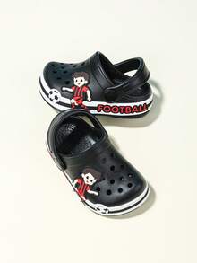 1 par de zapatos deportivos transpirables tipo slip-on para niños, sandalias planas de punta cerrada suaves y amigables con la piel para uso diario al aire libre - Negro - Ver 3