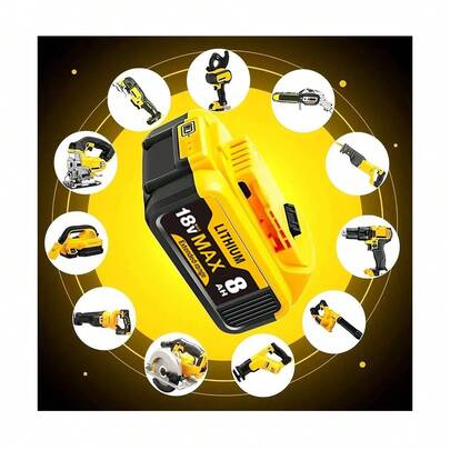 5PCS 18V 8.0Ah Battery Replacement For Dewalt Power Tool Compatible With For Dewalt Battery 18v DCB180 DCB181 DCB182 DCB184 DCB200 DCB201 DCB204 And Cordless Power Tools With Led Indicator
