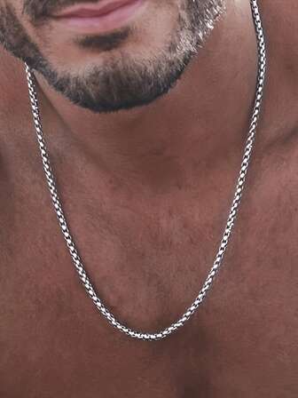 1pc Stainless Steel Minimalist Style Chain Necklace For Unisex Fashion, Ideal For Gift, Versatile For All Seasons, Perfect For Mother's Father's Day