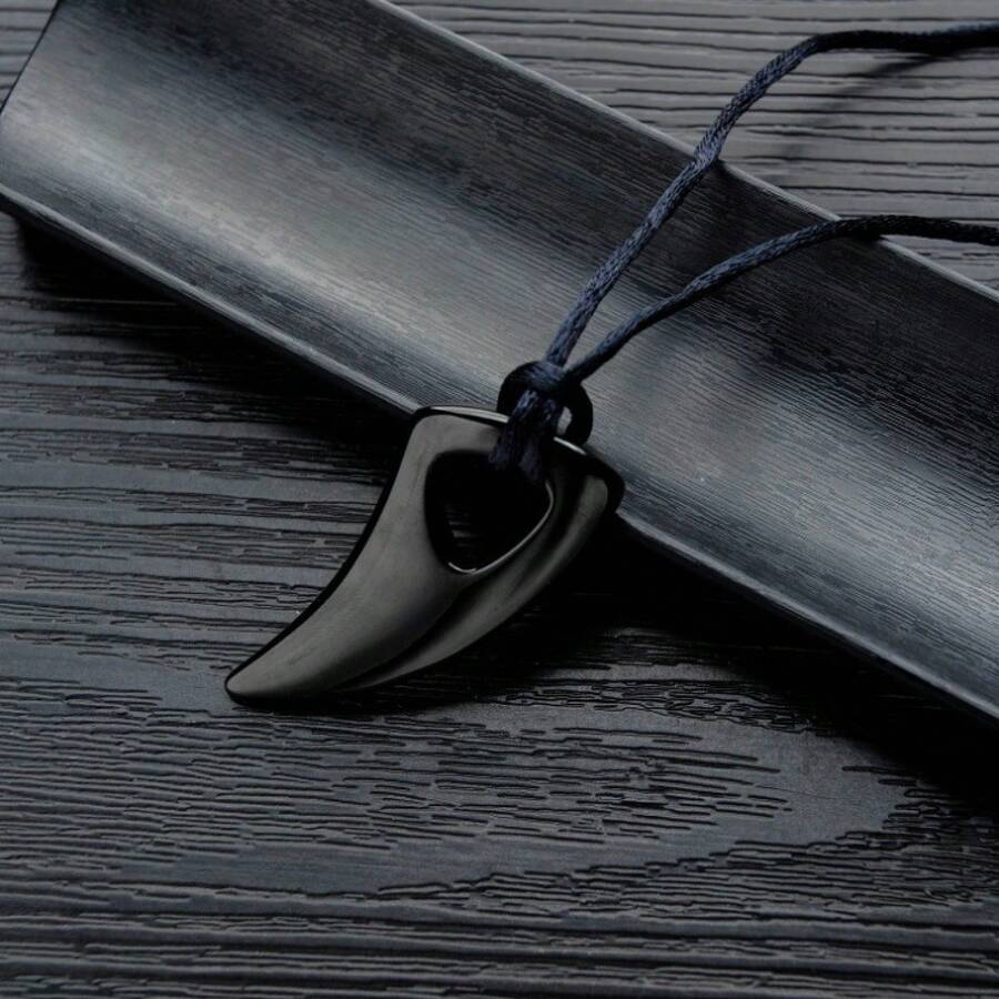 New Simple Smooth Wolf Tooth Necklace Pendant Horn Unisex Pendant - Bạc - Xem 1