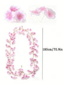 1/4件装 70英寸人造樱花花环，丝绸花环装饰，适用于家居、婚礼、花园、派对拱门、办公室、房间、人造植物、派对和节日装饰、卧室装饰、情人节、母亲节、春季 - 淺粉色 - 查看 8