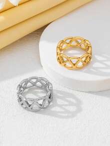 1 chiếc nhẫn hình học rỗng dệt theo phong cách thời trang Âu Mỹ, thích hợp cho nữ giới đeo hàng ngày. - Nhẫn hở - Xem 5