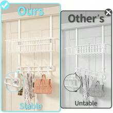 Organizador de ganchos sobre la puerta, colgador de puerta con cesta, toallero sobre la puerta, ganchos con 12 ganchos, para bao, recmara, cocina, oficina, departamento blanco - 1 cesta de alambre, blanco - Ver 3