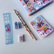 CRAYON SHINCHAN Stationery Gift Set, Ideal Birthday, Back To School, Halloween, Christmas, Thanksgiving Gift For Kids - Includes Pencils, Erasers, Sharpeners, Notebooks, Rulers, Crayons, Pencil Case (Note: Stationery Design And Color May Vary Due To Production Batch) - 彩色 - 查看 6