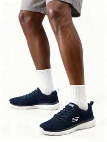 Skechers 男士休闲套脚运动鞋，EVA鞋底，轻便舒适，适合日常穿着和旅行，海军蓝 - 海軍藍色 - 查看 3