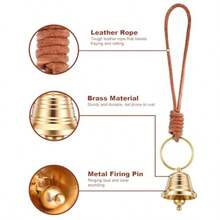 WSXC 2Pcs Vintage Hanging Bell For Door Knob Jingle Bells Outside Hanging Decor Indoor Decoration Clear Ringing Sound Suitable Home Garden Christmas Gold - As Pic - View 3
