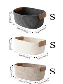 Storage Basket,Basket,Nappy Caddy,Nursery Diaper Storage Baskets With Leather Handles | Woven Textile Organizers For Baby Essentials | Decorative & Functional For Changing Station - Storage Basket - View 3