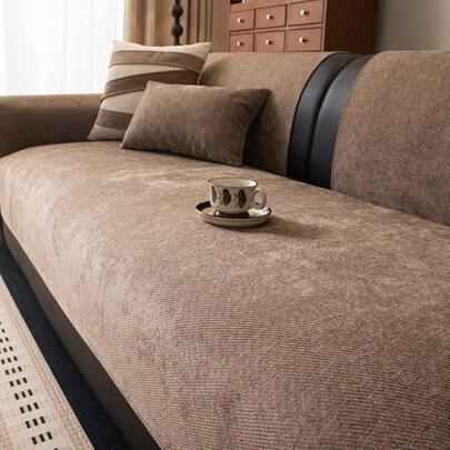 1件装四季通用沙发垫套，现代简约防滑沙发座垫保护套，防尘可水洗沙发套，咖啡色时尚柔软不易褪色，宠物友好，适用于L型沙发和1/2/3/4人沙发