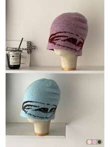 1pc Solid Color Knitted Blend Slouchy Beanie Hat, Warm Knitted Cap For Women, Autumn/Winter, Versatile Unisex Design - Multicolor - View 4