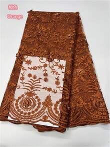 5 Yards /1 Yards French Lace Tulle With Beads 3D Flower Lace Embroidery Fabric 2026 Latest African Lace Nigerian Wedding Party - 彩色 - 查看 7