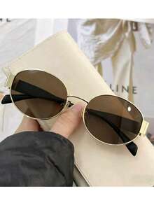 1/2 chiếc kính thời trang gọng kim loại hình bầu dục/đa giác dành cho nữ, thích hợp sử dụng hàng ngày và các hoạt động ngoài trời. - Nhiều màu - Xem 4