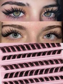 Asiteo Asiteo 120 件猫眼狐狸眼单根睫毛，DIY 分段睫毛延长，单簇睫毛 3D 浓密，对角流动簇蓬松，可重复使用假睫毛睫毛簇，睫毛簇，单根睫毛，睫毛，假睫毛