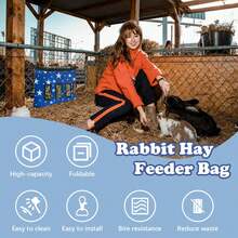 Blue Star Brand 600D Oxford Cloth Hay Feeding Bag, Hanging Style Hay Storage Bag Suitable For Rabbits, Hamsters And Other Small Animals - Blue and White - View 9