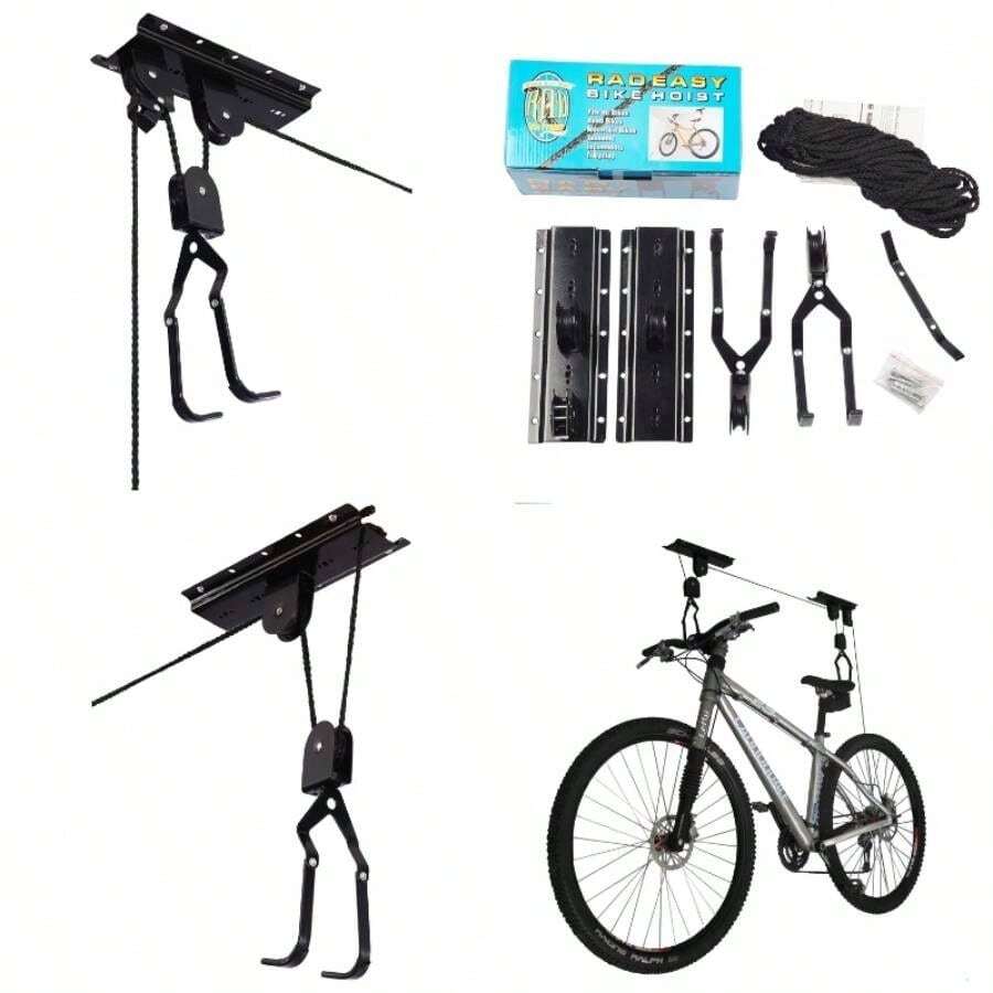 Heavy Duty Bike Lift Hoist Garage Storage 100lb Capacity Mountain Hoist