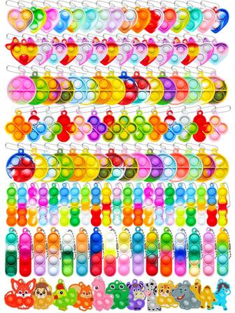 2/6/12/18/24/36/80pcs Mini Bubble Finger Spinner Keychain Set - Fun Toys - Stress Relief, Suitable For Birthday Party, Rewards, Gift Bags, Fun Toys, Party Favors, Desktop Decor, Christmas, Gift Box Filler