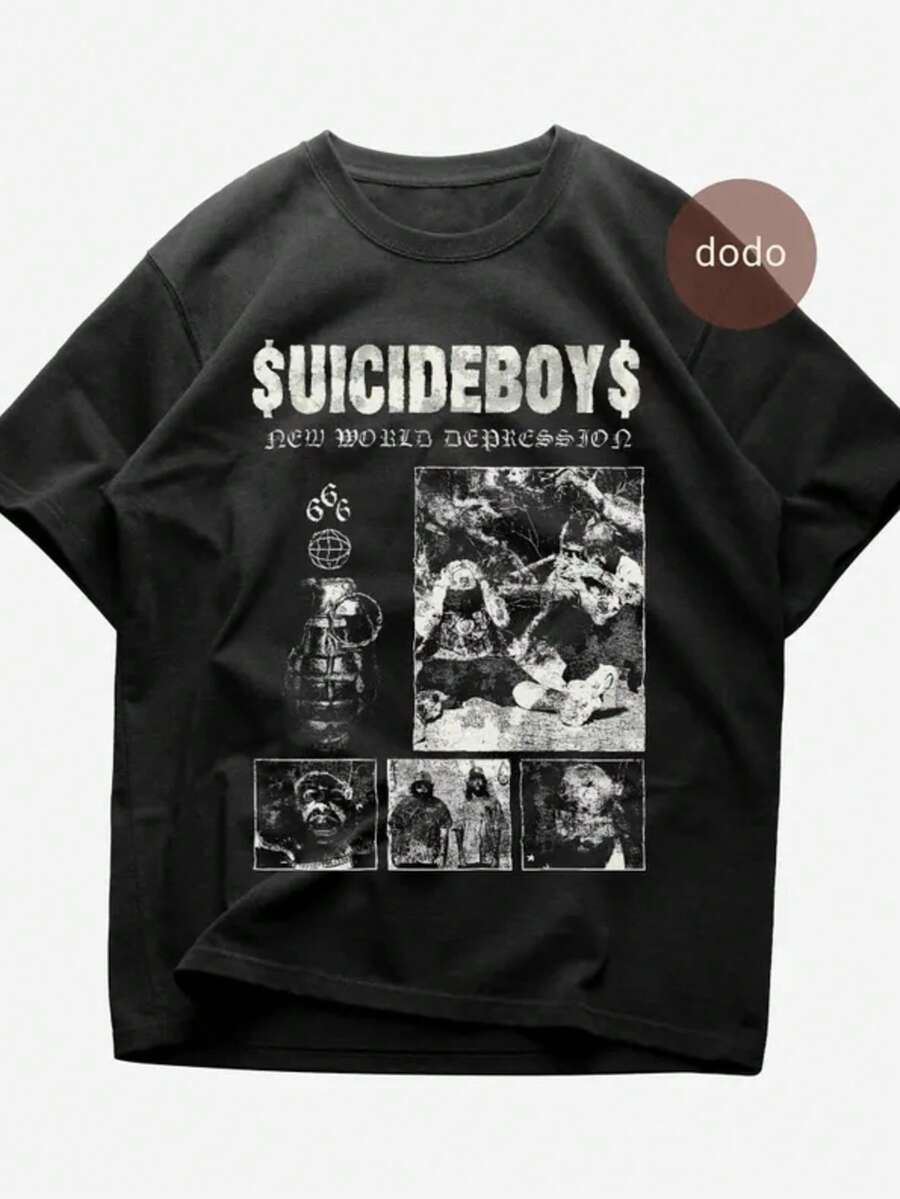 Suicideboy T-Shirt - Rap Music Shirt - New World Casual Cotton Short Sleeve Round Neck T-Shirt For Women Comfortable Regular Fit Top With Unique Graphic Print - màu đen - Xem 1