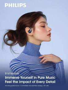 Philips 2025 New Wireless Bluetooth Earbuds, Over-Ear Hook Style, Open-Ear Earbud-Free Design, Sports, High Sound Quality, Long Battery Life, Noise Cancellation, TAT2769 - Black - View 2