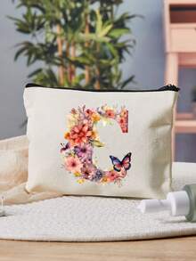 1个便携式字母图案化妆包，情人节礼物，简约拉链化妆品收纳袋，多功能洗漱包（拉链方向随机），适合女性化妆品收纳、大学宿舍、男士旅行、礼品袋，彩色字母印花趣味化妆包，返校教师礼物、姐妹礼物、母亲节礼物、生日礼物、周年纪念礼物、毕业礼物，化妆包，旅行必备 - 彩色 - 查看 3