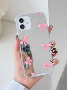 蝴蝶结可爱图案镜面防摔手机套，兼容 13/11/17/17 Pro/16/14/15/15 Pro/15 Plus/15 Pro Max/7 Plus/8 Plus/X/Xs Max/Xr/11 Pro/12 Pro/13 Pro/14 Pro/12 Mini/13 Mini/11 Pro Max/12 Pro Max/13 Pro Max/14 Pro Max/14 Plus/17 Pro Max/17 Air/6/6s Plus/7/8/16 Pro/16 Plus/16 Pro Max/SE2/17 Pro Max 和三星手机Galaxy/A54/A14/A12/A13/A15/A32/A33/A24/A52S/S20/S21/S22/S23/S24/S23Plus/S24ultra/S25/A15/A33/A23