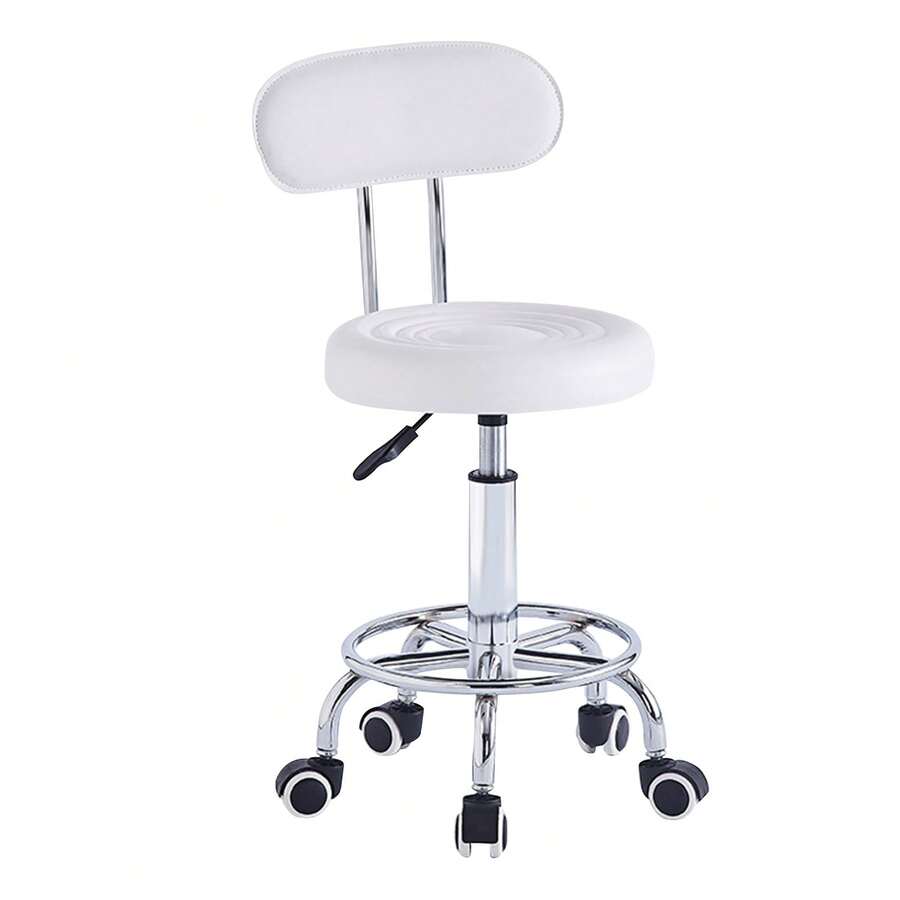 Silla moderna de estilo francés con respaldo reclinable manual, 1 unidad. Silla de comedor resistente de piel sintética, estructura robusta para restaurantes, cafeterías y hoteles. Fácil de limpiar, contemporánea, para uso comercial (compatible con suelos duros) Taburete de Trabajo Móvil con Respaldo – Altura Ajustable y Reposapiés, Diseño Funcional y Moderno - Blanco - Ver 1