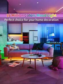1 pieza Tira de luz LED RGB inteligente, disponible en longitudes de 1m/3m/5m/10m/15m/20m, incluye control remoto de 44 teclas, color y brillo ajustables, cortable, fácil instalación. Adecuado para tira de LED con cambio de color sincronizado con música, regulable, aplicable para dormitorio, sala de estar, iluminación trasera de TV, cocina, bar, sala de juegos, decoración del Día de San Valentín y fiestas, etc. - RGB - Ver 8