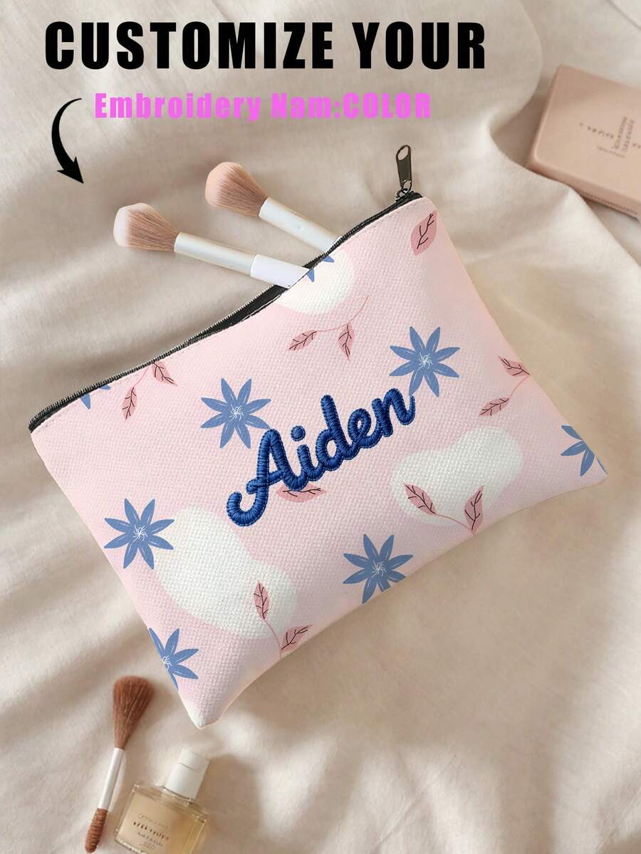 New Cosmetic Bag, Custom Photo Cosmetic Bag, Can Be Customized To Your Unique Design, Lightweight Waterproof Canvas Zipper Cosmetic Bag Is Also Perfect For Coin Purse, Pencil Case, Perfect For Shopping, Date, Vacation, Travel, Festival, Party Or As A Gift Shop Back To School