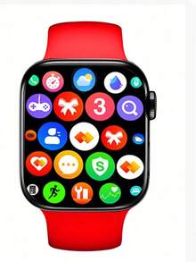 1.85英寸高清曲面彩色LED屏幕智能手表，女士款，支持多语言，全触控屏幕，内置音乐播放器，支持通话、消息通知，配备200mAh大容量电池 - 紅色 - 查看 2