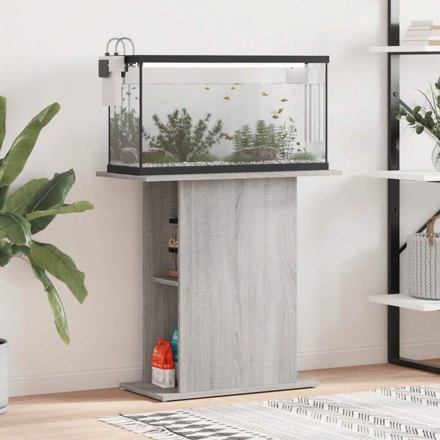 Suporte para aquário vidaXL Sonoma Grey, 75x36x72,5 cm, madeira engenheirada. - Castanho - Ver 1