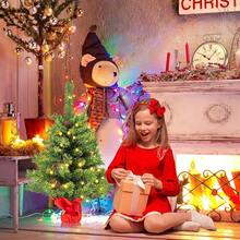 COSTWAY 60 Cm Small Christmas Tree, Mini Christmas Tree With 50 Branches And Base, Artificial Table Christmas Tree Diameter 40 Cm For Home Office - 綠色燈光 - 查看 2