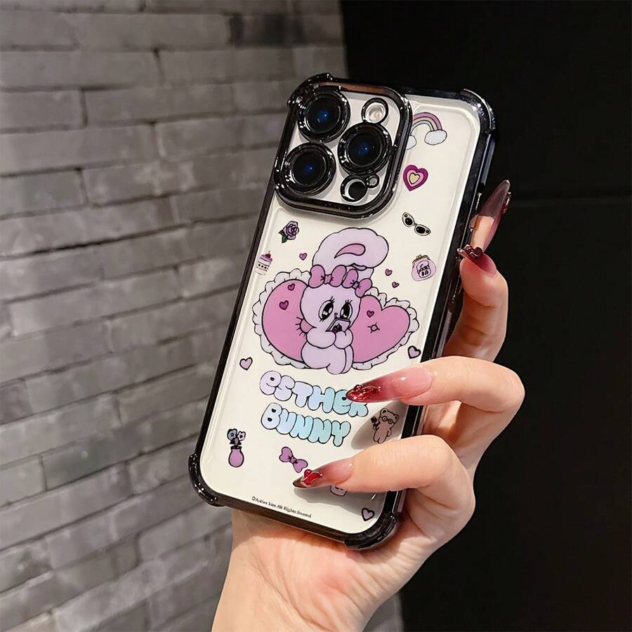 Compatible con 16/15/14/13/12/11 Pro/X/XR/XS/8/Plus.funda de teléfono Estelle Bunny.Parte trasera suave para mayor protección caídas.Funda de teléfono linda.17 17promax - Negro - Ver 1