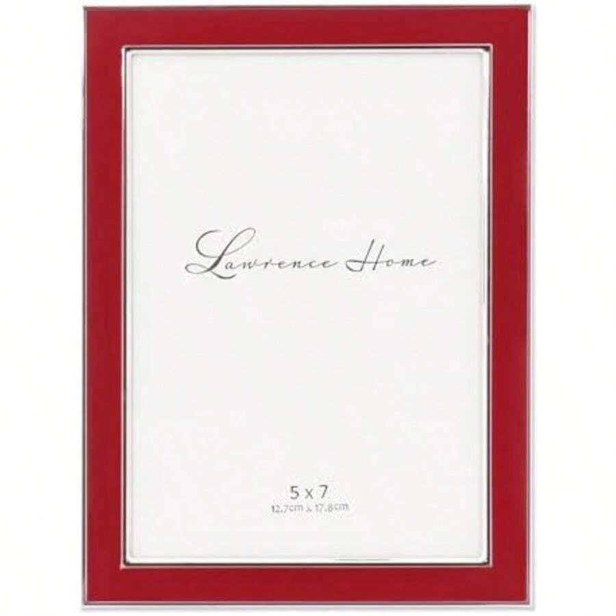 Lawrence Frames 586146 Metal with White Enamel Picture Frame, 4 by 6 inch, Silver Plated(Rojo 12,7 x 17,78 cm (5x7 pulg.)) - Multicolor - Ver 1