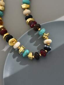 1 pieza Collar de abalorios de colores bohemio y de moda para mujer (color de abalorios aleatorio) - Multicolor - Ver 3