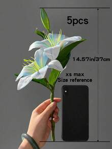 5pcs/3pcs/2pcs/1pc (Pink/Beige/Blue/Green) 37cm/14.57inch Artificial Lily Flowers, Long Stem Artificial Stargazer Lilies With Full Bloom Lily & Tiger Bouquets For Home, Hotel, Wedding Decoration, Bridal Backdrop, Bouquets, Corsages, Wedding Arch, Party Decor - Multicolor - View 40