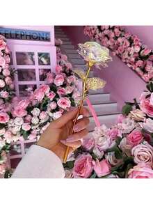 6/1 pieza Rosa artificial - Rosa romántica colorida, regalo de rosa eterna para novia, esposa, mamá, Día de San Valentín, Día de la Madre, cumpleaños, aniversario, decoración de boda