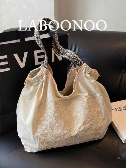 여성 핸드백, 대용량 방수 캔버스 자수 토트 백, 개인화 된 패턴 휴대용 숄더 토트 백