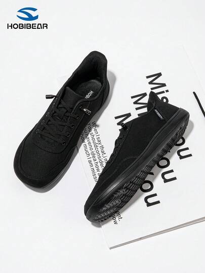 HOBIBEAR Women's Casual Sneakers, Flat Bottom Sports Shoes, Fashion Comfortable Lace-Up Wide Fit Plus Size Non-Slip Trainers