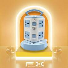 Diseño vertical enchufe de expansión universal 8 enchufe 3 usb con placa de alimentación de conmutación - Celeste - Ver 1