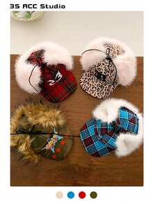 Mũ Ushanka và mũ lưỡi trai giả lông thú sang trọng, mũ giữ ấm, chắn gió, thích hợp cho nữ mùa thu/đông, thích hợp cho hoạt động ngoài trời, trượt tuyết ... - Nhiều màu - Xem 2