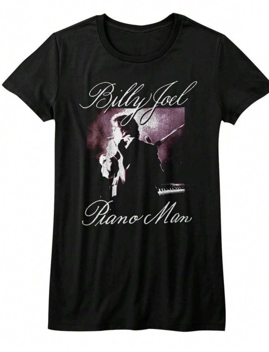Billy Joel Piano Man Black Junior Women's T-Shirt - 黑色 - 查看 1