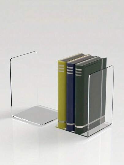 2个现代透明亚克力L型书架，承重力强，适用于书架、教师学校礼物、办公室装饰、返校用品、家居装饰，节省空间的书架收纳架，可放置书籍、海报、个性化书签，是教室、图书馆、家庭、爱书人士、书籍配件、阅读角、桌面展示架的理想之选，简约书架设计