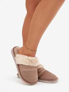 Exclusive Devianne Women's Slippers With Soft Fur And Elegant Embroidery, Extremely Warm And Comfortable For Home Relaxation Green Beige Black Brown