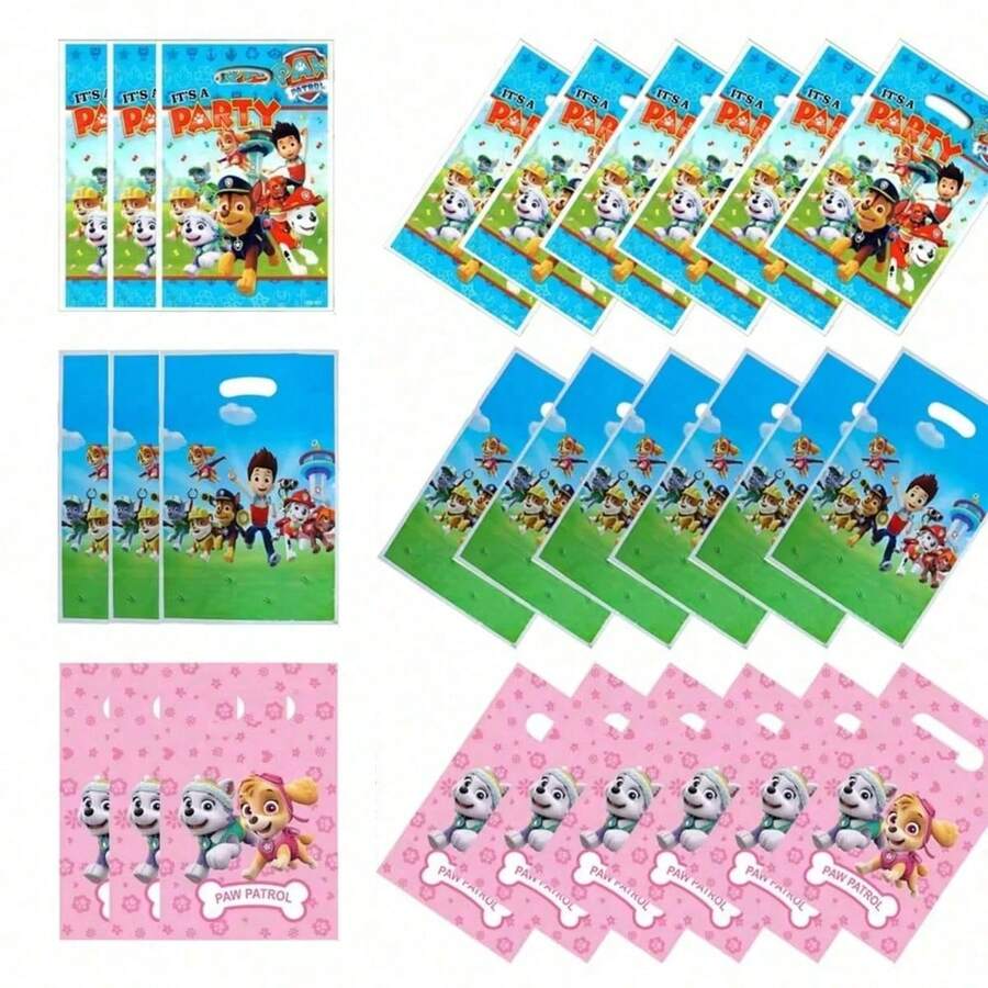 20/10pcs Paw Patrol Party Favor Bags, Dog Themed Plastic Candy Bags, Birthday Party Supplies, Perfect Party Gifts, Fans Holiday Gifts (Random Style) - Multicolor - View 1