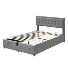 Bed Frames - Grey + Velvet + 140cm*190cm - View 5