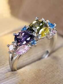 1 Pc Romantic Cubic Zirconia Ring For Women For Wedding Engagement Anniversary Party Jewelry Valentine's Day Gift - 1# - View 6