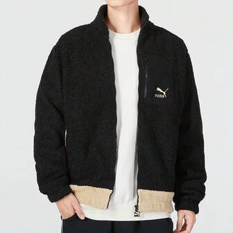 Chaqueta unisex PUMA, abrigo deportivo casual de invierno con cuello alto, forro de piel sintética y bloques de color, 539914-01